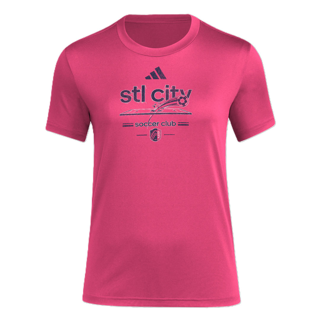 ADIDAS WOMEN'S PRE-GAME VINTAGE WORLDIE CITY RED TEE